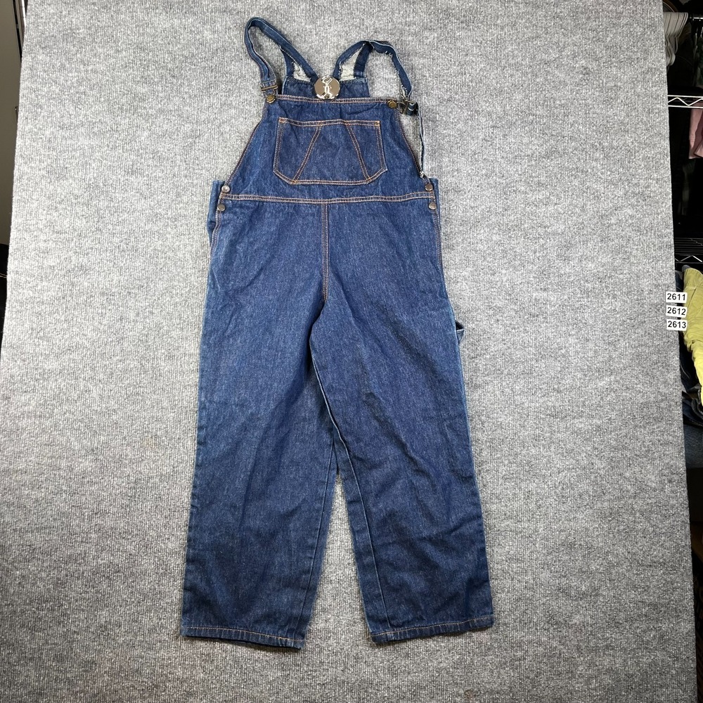 Vintage Men's Carpenter Overalls Denim Blue Striped Classic Workwear - 34X22